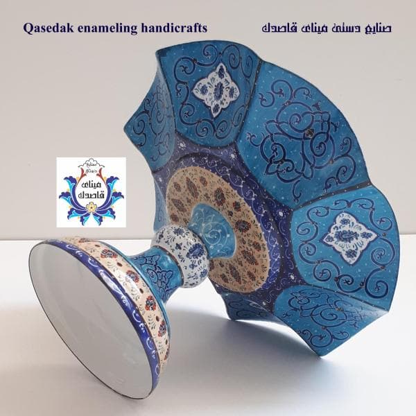 بشقاب پایه دار گلبرگی میناکاری ۲۵ سانتیمتر کد ۲۷۷۴